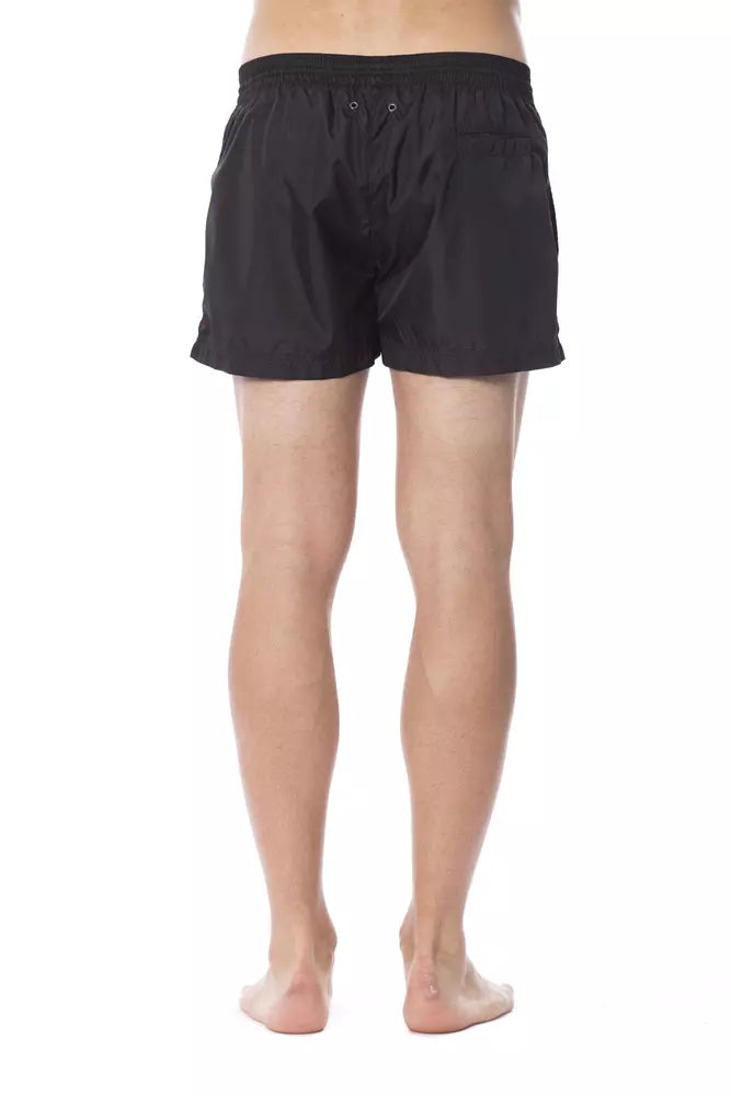 Black polyester swimsuit for men