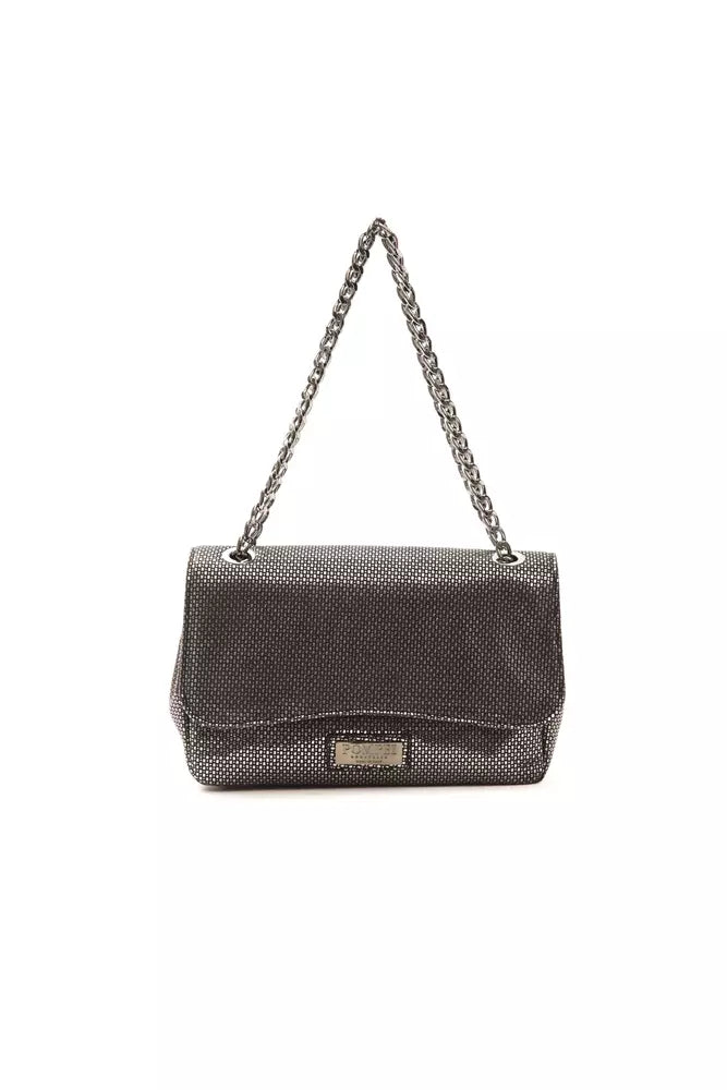 Grey leather women's crossbody bag