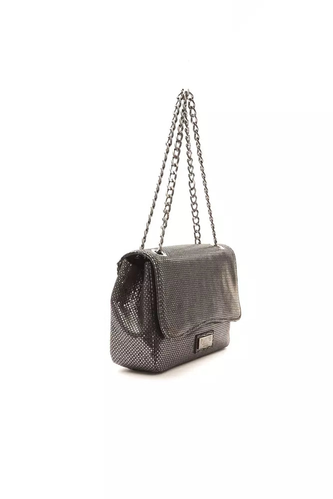 Grey leather women's crossbody bag