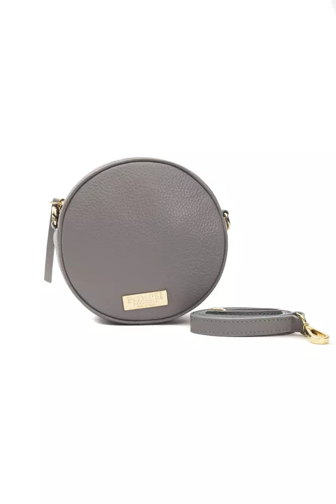 Graue Leder-Crossbody-Tasche für Damen