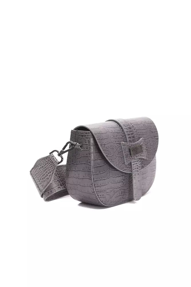 Grey leather women's crossbody bag