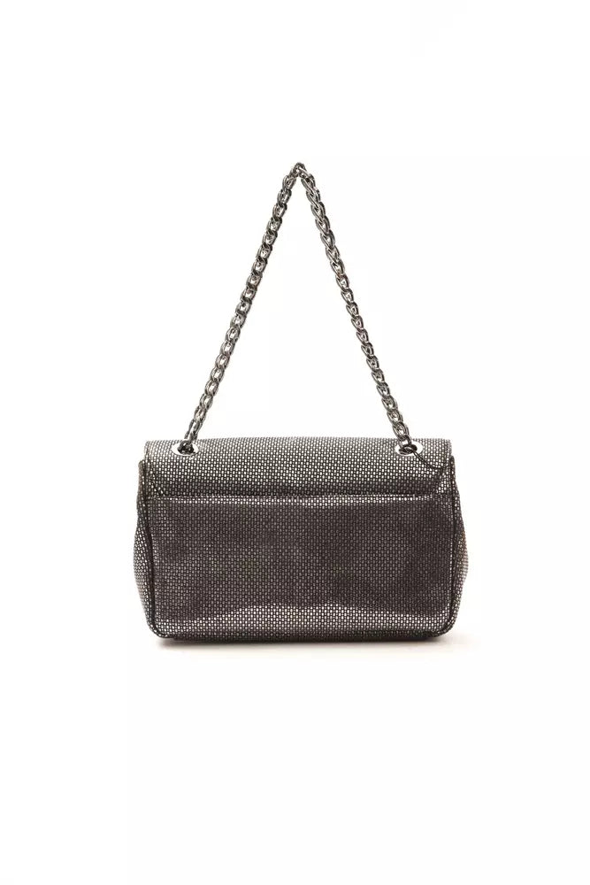 Grey leather women's crossbody bag