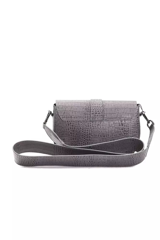Grey leather women's crossbody bag