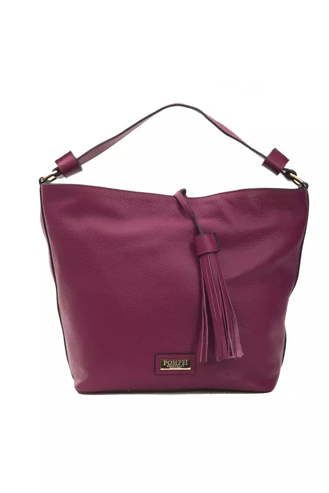 Damen Schultertasche aus Leder in Burgunderrot