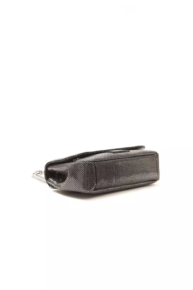 Grey leather women's crossbody bag