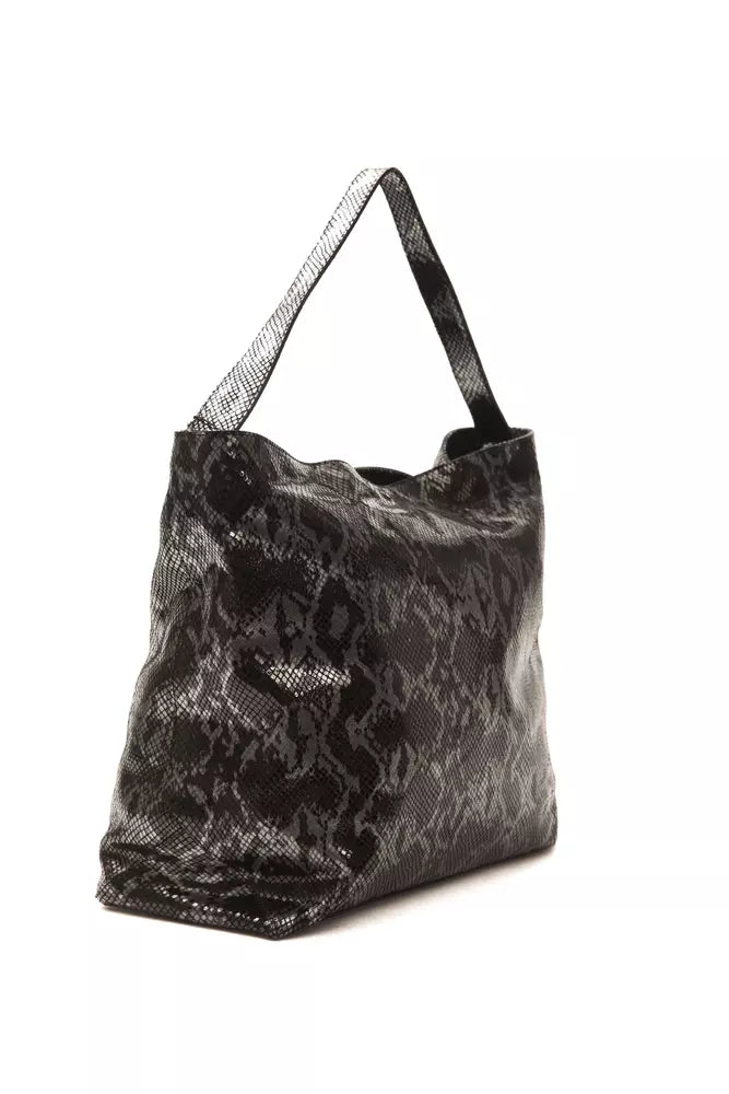 Grey leather ladies shoulder bag