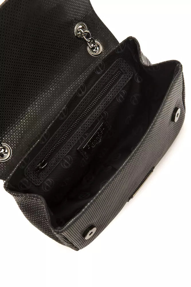 Schwarze Leder-Umhängetasche für Damen