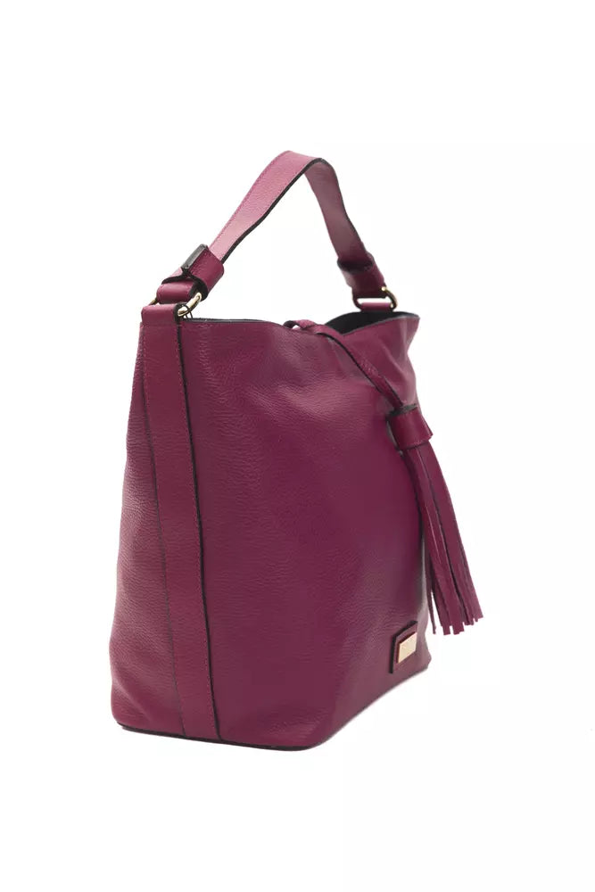 Damen Schultertasche aus Leder in Burgunderrot