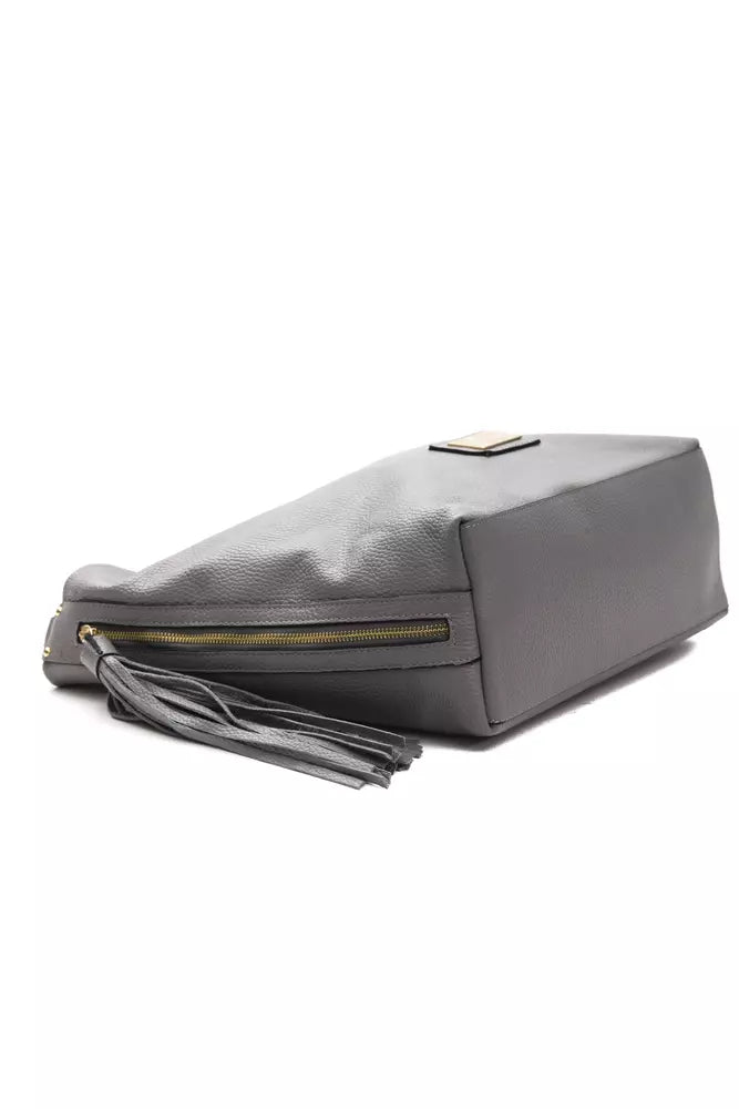 Grey leather ladies shoulder bag
