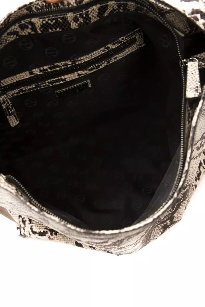 Grey leather ladies shoulder bag