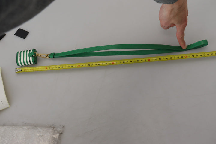 Grüner Lederriemen Gold Metall Logo Airpods Hülle