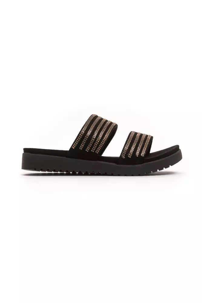Gold textile women's sandals