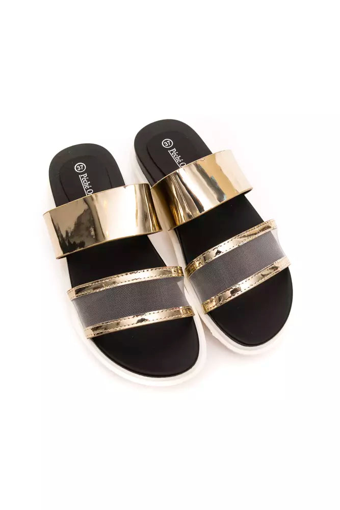 Goldene Polyethylen-Sandalen für Damen