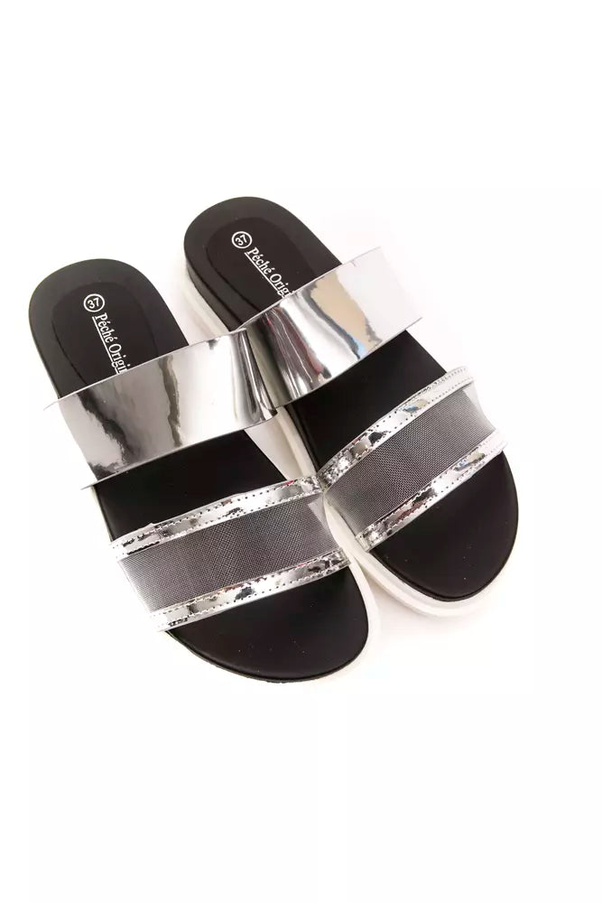 Silberne Polyethylen-Sandalette für Damen