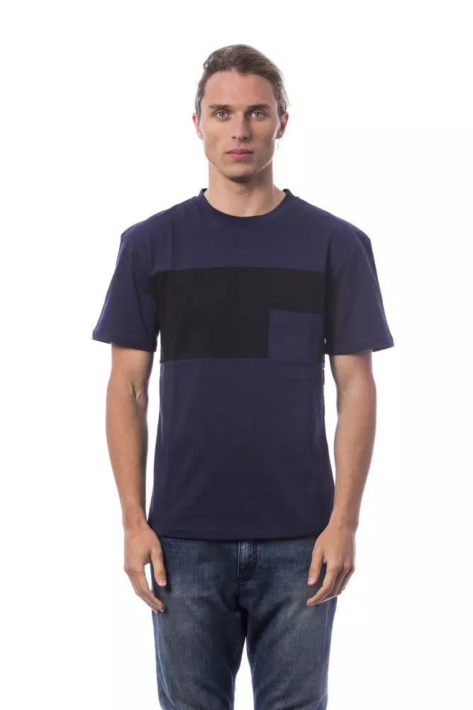 Blau Baumwolle Männer T-Shirt