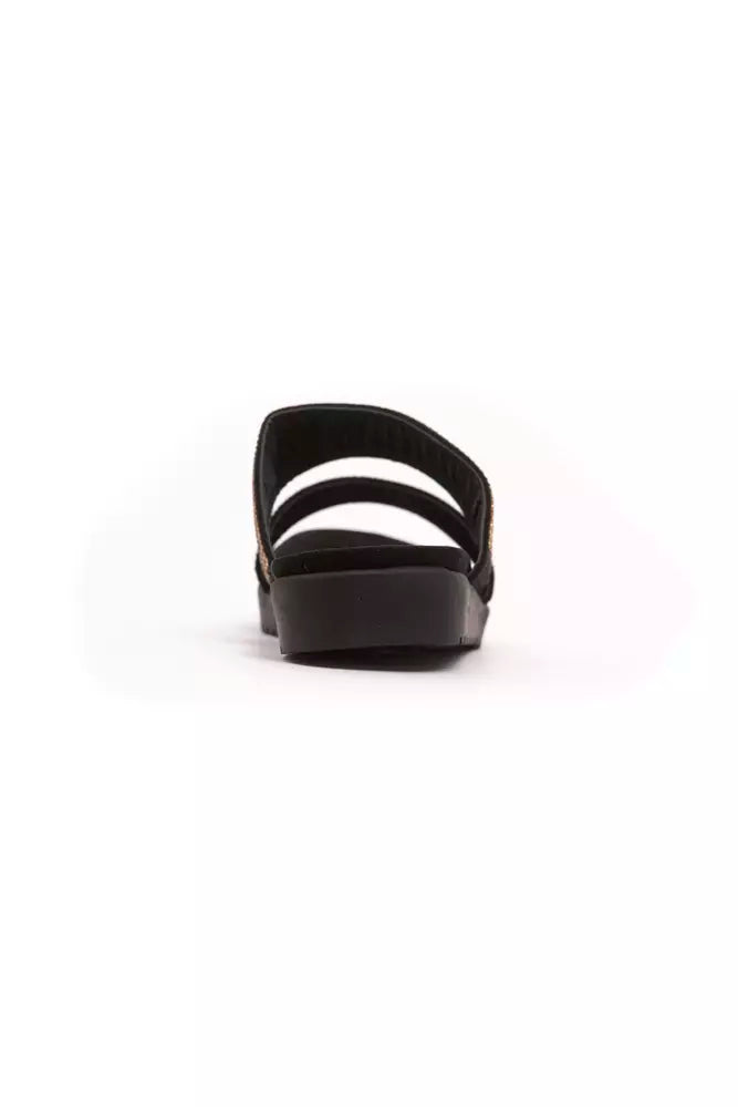 Gold textile women's sandals