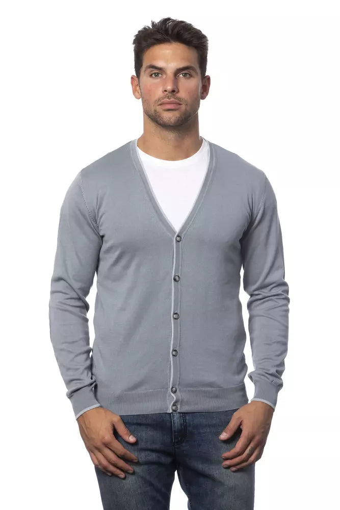 Grauer Herren-Cardigan aus Baumwolle