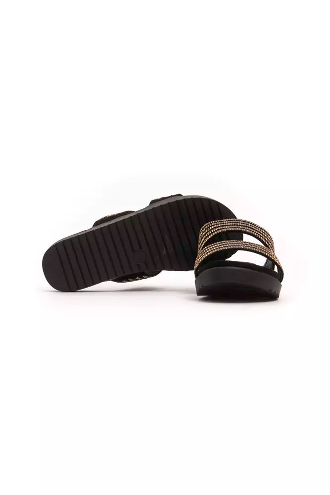 Gold textile women's sandals