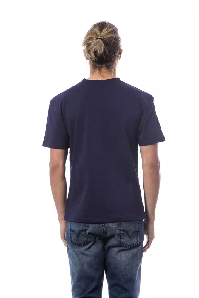 Blau Baumwolle Männer T-Shirt