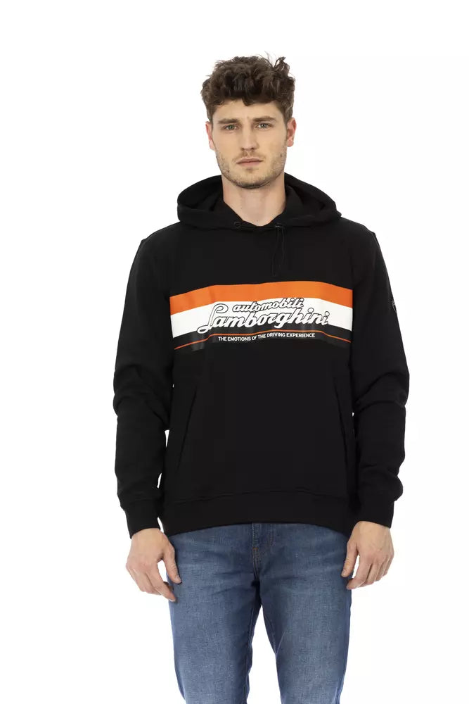 Schwarzer Baumwoll-Kapuzenpullover für Herren