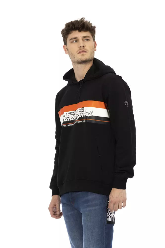 Schwarzer Baumwoll-Kapuzenpullover für Herren