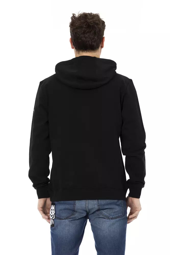 Schwarzer Baumwoll-Kapuzenpullover für Herren