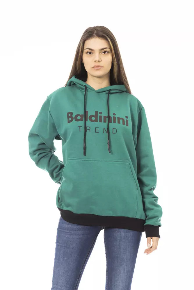 Schwarzer Baumwoll-Kapuzenpullover für Damen