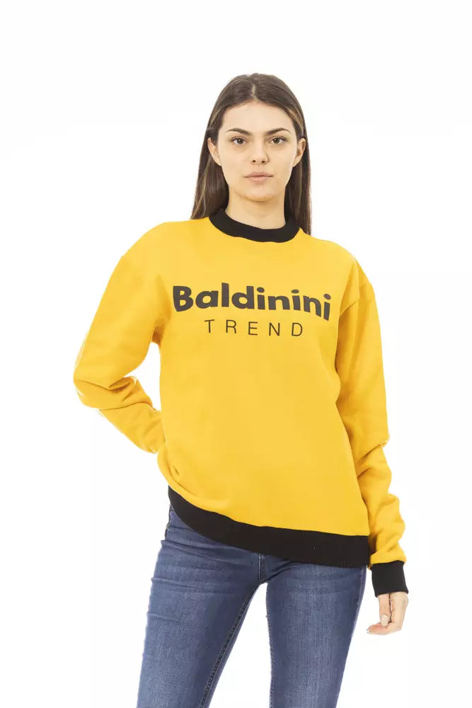Gelber Baumwoll-Kapuzenpullover für Damen