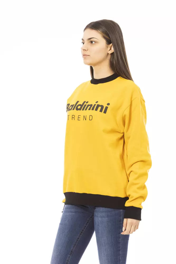 Gelber Baumwoll-Kapuzenpullover für Damen