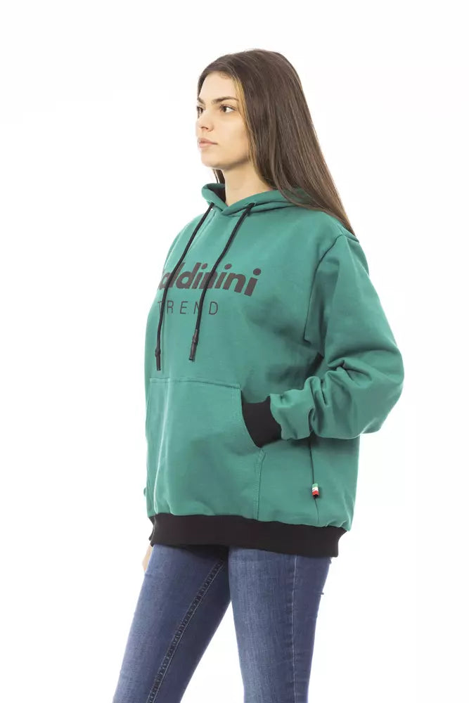 Schwarzer Baumwoll-Kapuzenpullover für Damen