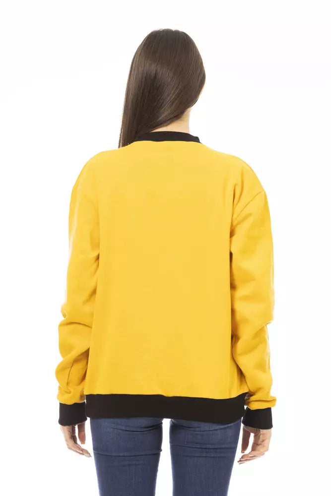 Gelber Baumwoll-Kapuzenpullover für Damen