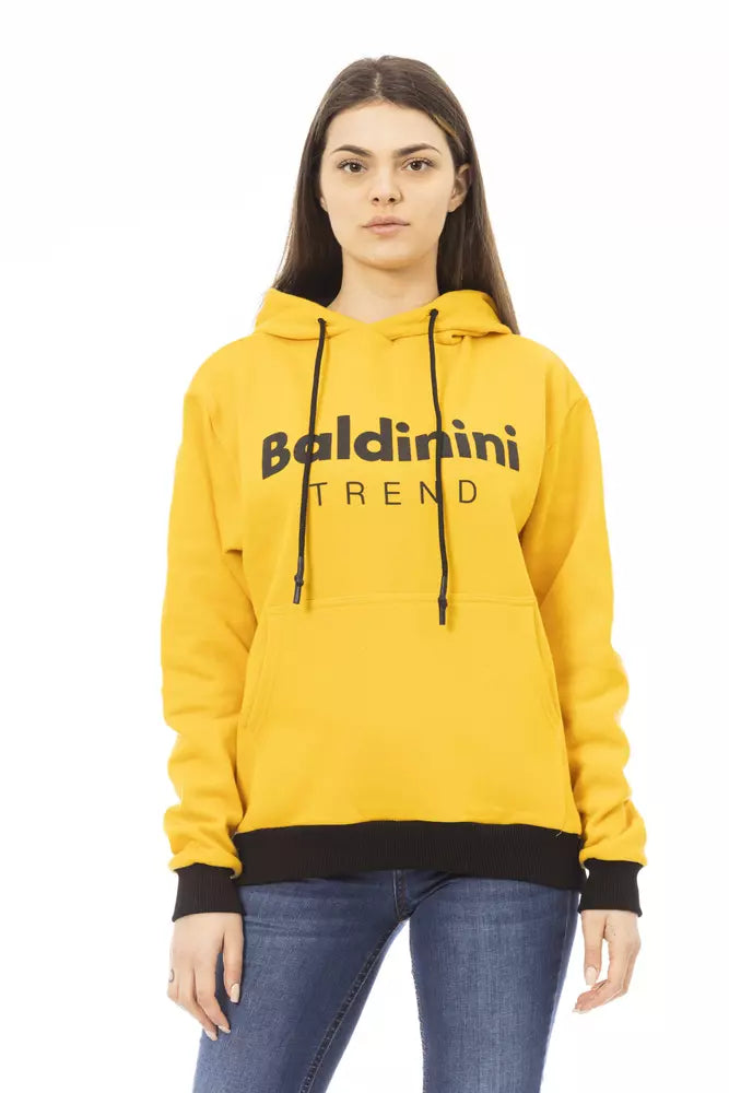 Gelber Baumwoll-Kapuzenpullover für Damen