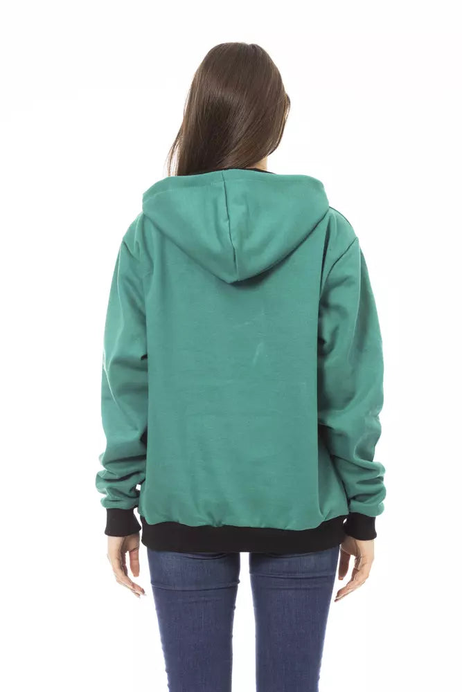 Schwarzer Baumwoll-Kapuzenpullover für Damen