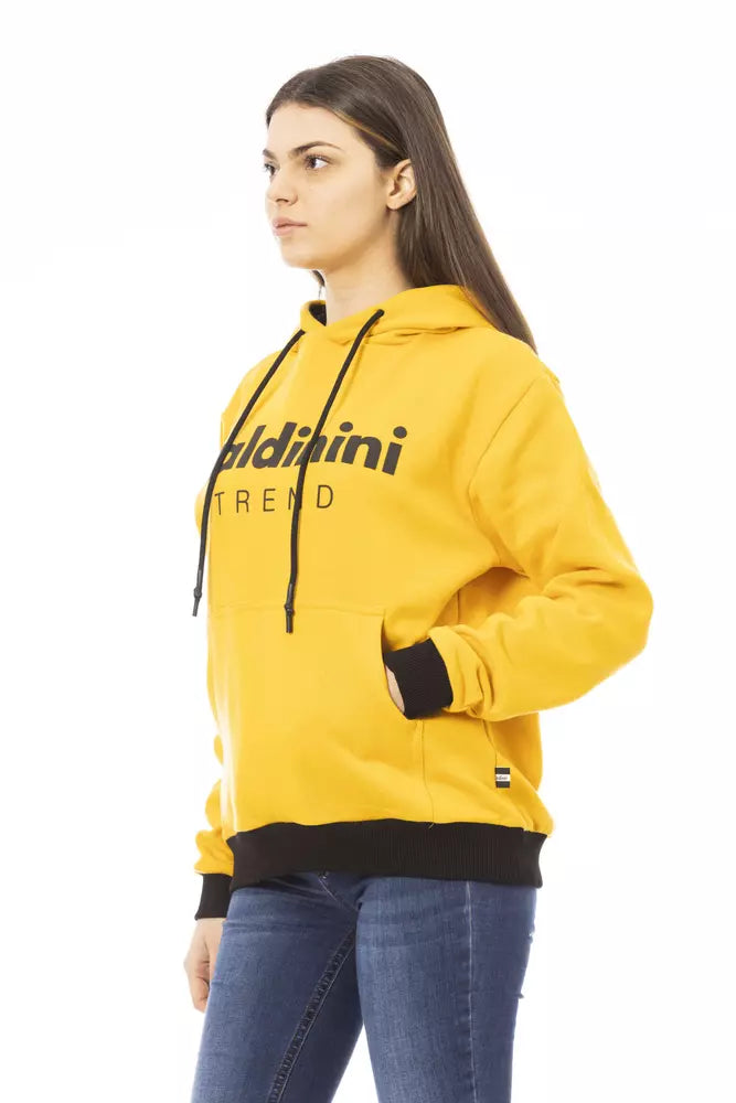 Gelber Baumwoll-Kapuzenpullover für Damen