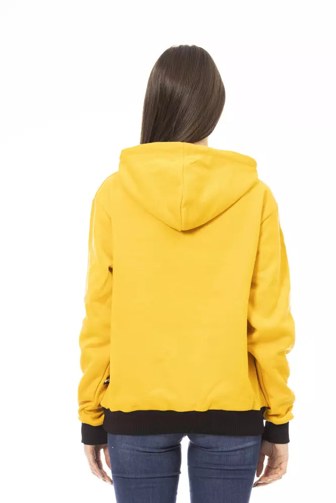 Gelber Baumwoll-Kapuzenpullover für Damen