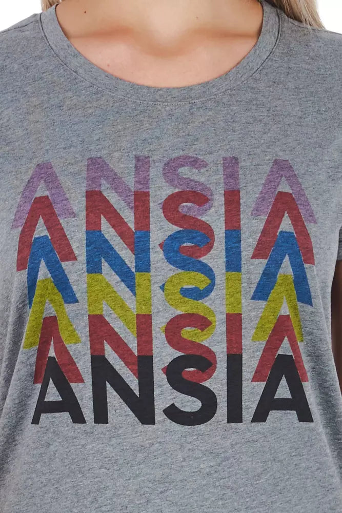 Graues Baumwoll-T-Shirt für Frauen