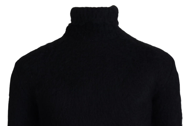 Schwarz-Gold-Rollkragenpullover aus Mohair Herrenpullover