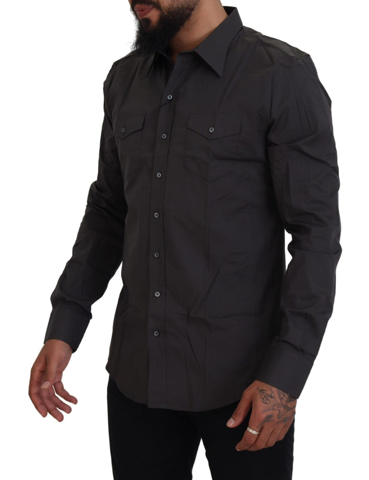 Graues SICILIA Slim Fit Stretch-Hemd