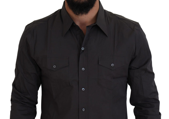 Graues SICILIA Slim Fit Stretch-Hemd