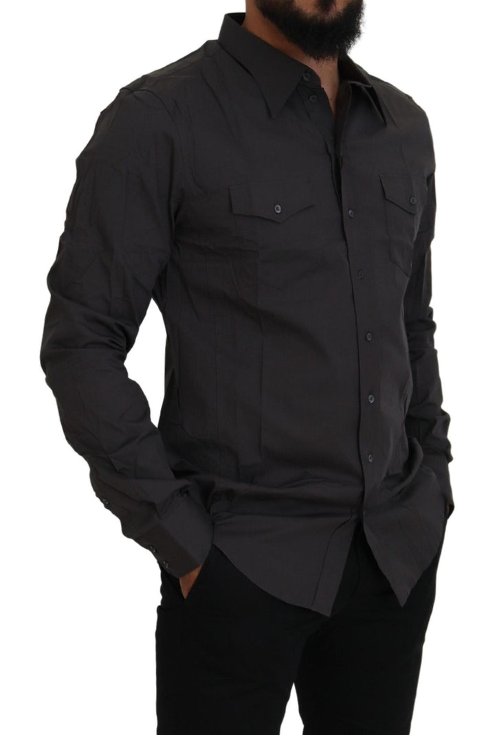 Graues SICILIA Slim Fit Stretch-Hemd