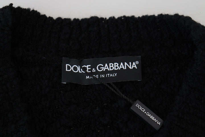 Elegant black V-neck wool blend sweater