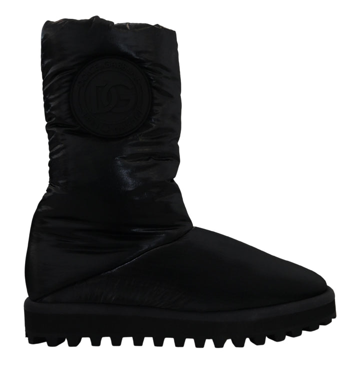 Schwarze Stiefel Gepolsterte Mittlere Wade Winterschuhe