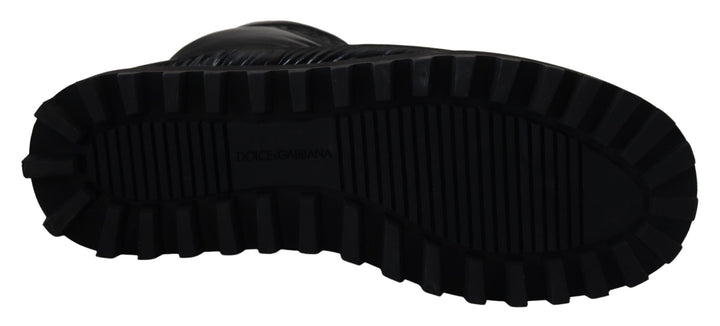 Schwarze Stiefel Gepolsterte Mittlere Wade Winterschuhe