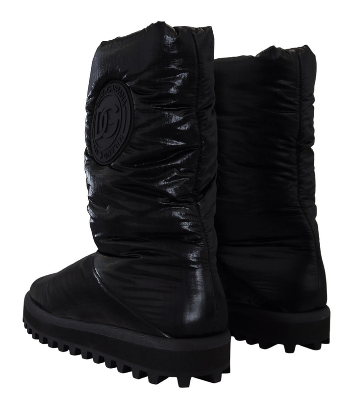Schwarze Stiefel Gepolsterte Mittlere Wade Winterschuhe