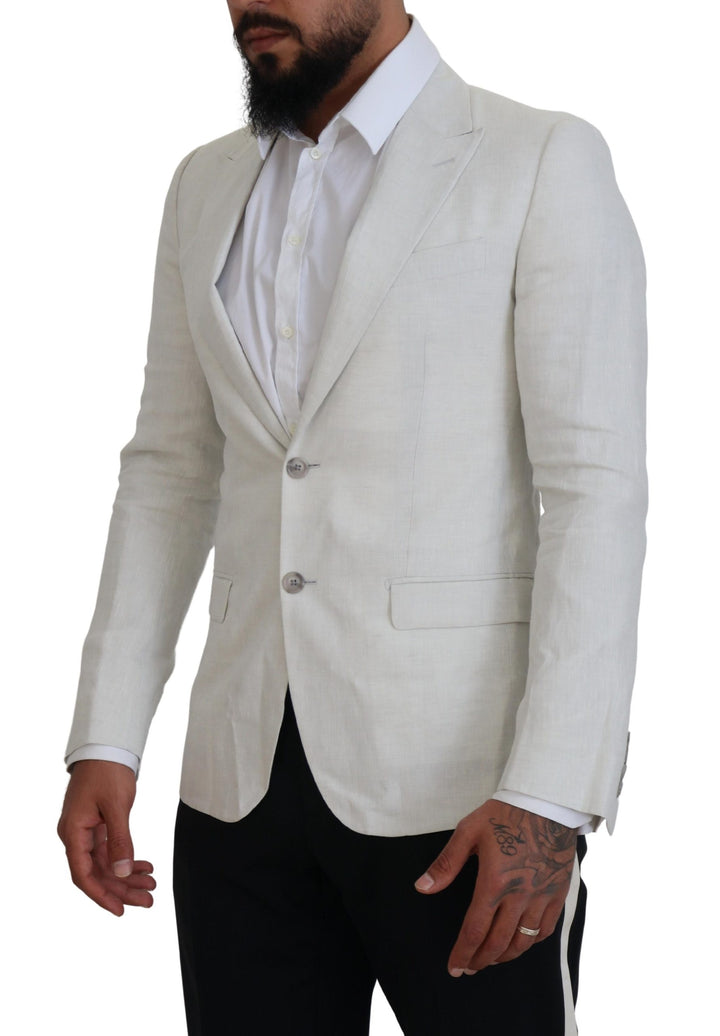 Weißes Leinen Slim Fit Jacke Blazer