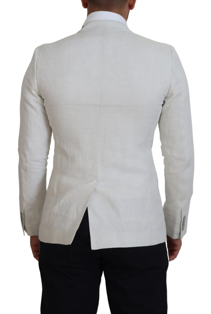 Weißes Leinen Slim Fit Jacke Blazer