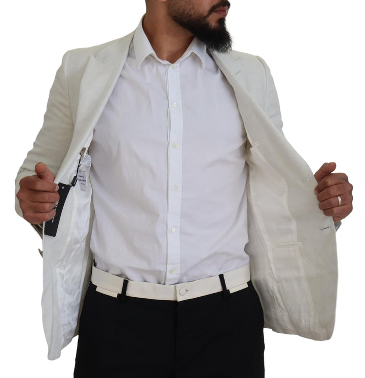 Weißes Leinen Slim Fit Jacke Blazer