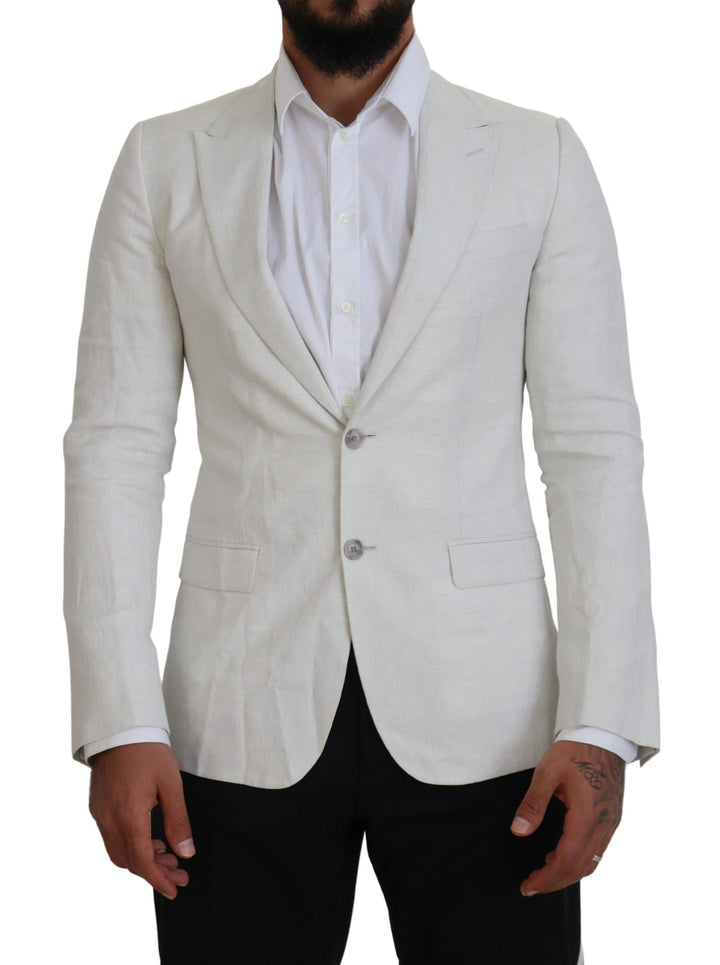 Weißes Leinen Slim Fit Jacke Blazer