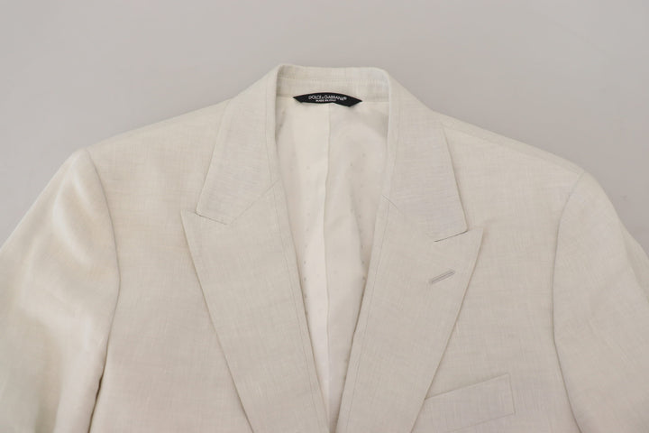 Weißes Leinen Slim Fit Jacke Blazer