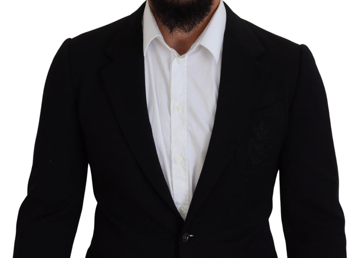 Schwarze Wollkrone Slim Fit Jacke Blazer